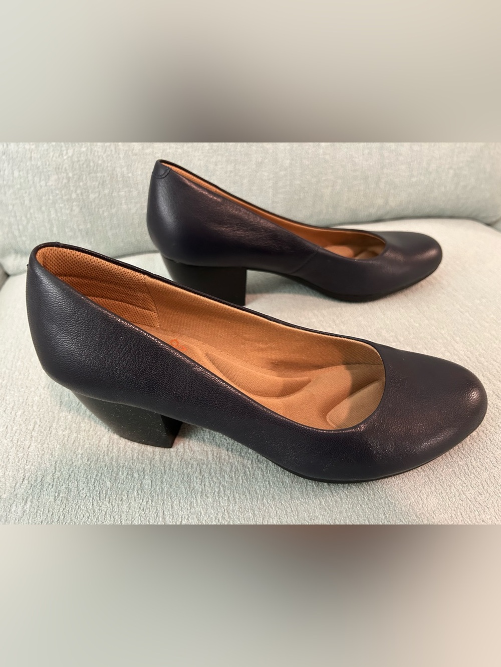 Comfortiva Amira Navy Block Heel Pumps